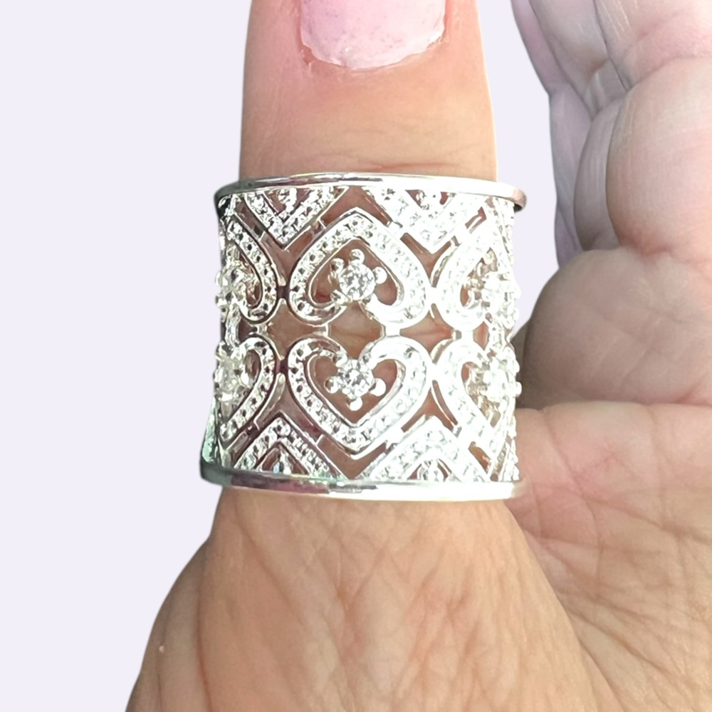 Elegant thumb  Silver .925 Filigree Ring adjustable size 10